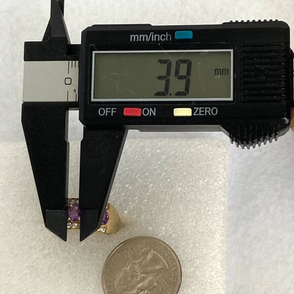 Gold Vermeil Sterling Silver 925 Prong Set Oval Amethyst CZ Wide Band Ring Sz 9 - Picture 16 of 16